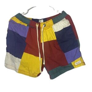 Modern Amusement Mens Patchwork Swim Trunks Multicolor Colorblock Shorts Large